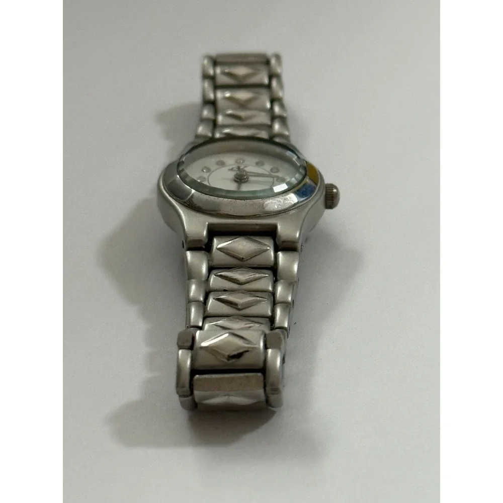 Women's CALVIN KLEIN Silver Tone Stainless Bracelet Watch Rhinestone NEW BATTERY